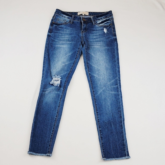 Cafe Denim Premium Distressed Ankle Skinny Jeans Pants - Picture 9 of 9